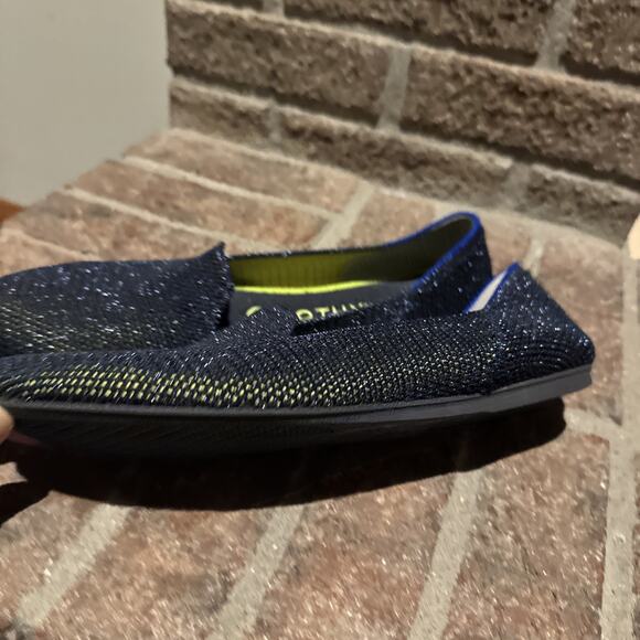 Rothys The Loafer Metallic Lattice Navy Blue Flats Size 9.5 - Picture 3 of 16